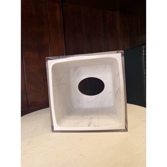 Kassatex Bath Marble And Lucite Tissue Box Holder Vintage main image 4